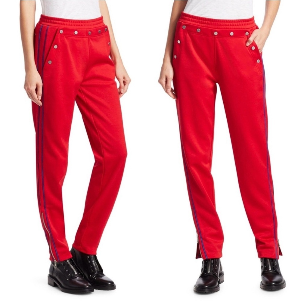 Rag & Bone Naval Track Pant, True Red with Blue Side Stripes – Size L